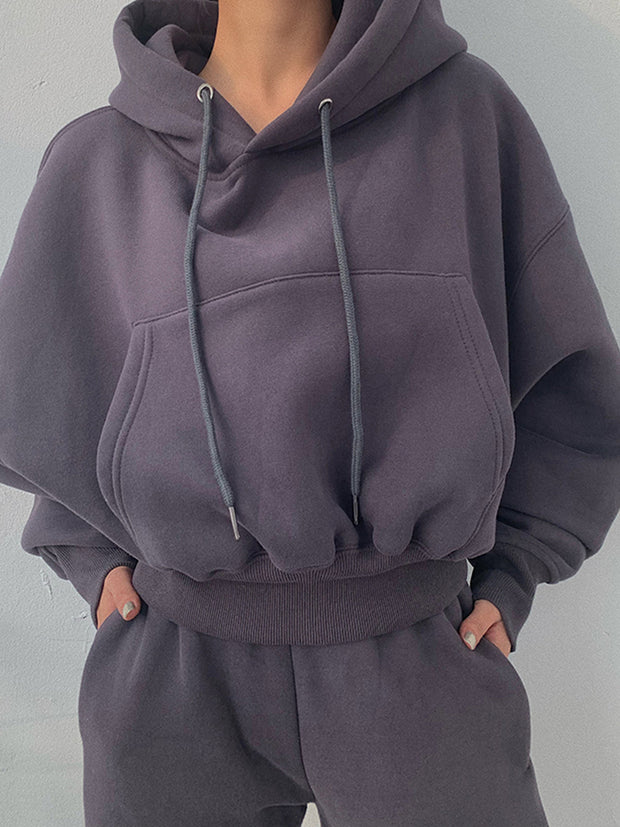 Hoodies Suit Winter Spring Solid Casual Tracksuit Women Fleece 2