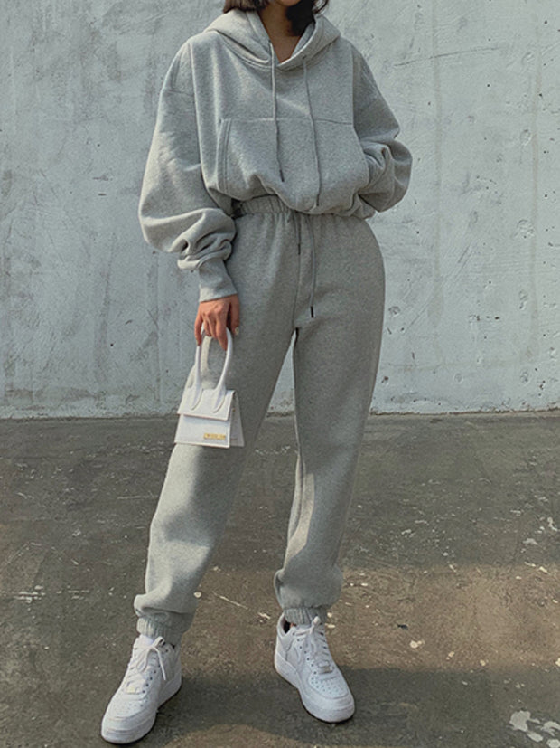 Hoodies Suit Winter Spring Solid Casual Tracksuit Women Fleece 2