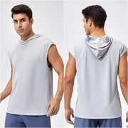 Men T Shirt Stretch Sleeveless Sports Hoodie Loose Fit Basketball Top