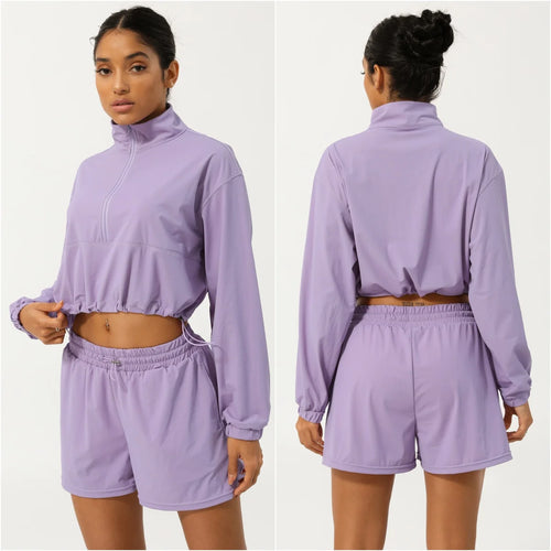 Women Casual Clothes Quick Dry Gym Outfit Anti UV Workout Suit Half