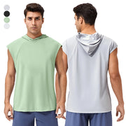 Men T Shirt Stretch Sleeveless Sports Hoodie Loose Fit Basketball Top