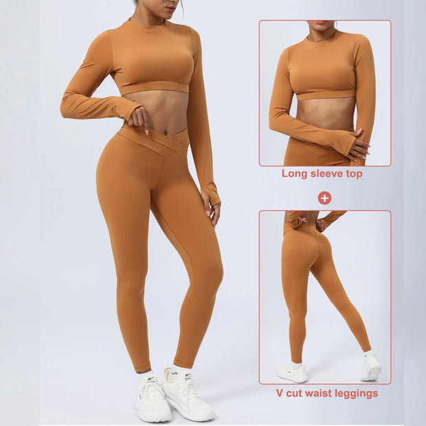 Women Yoga Set Dancing Workout Gym Outfit Stretchy Women Activewear 2