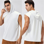 Men T Shirt Stretch Sleeveless Sports Hoodie Loose Fit Basketball Top