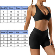 Women Yoga Set Sports Bra Seamless High Waist Gym Shorts Nylon Stretch