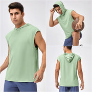 Men T Shirt Stretch Sleeveless Sports Hoodie Loose Fit Basketball Top