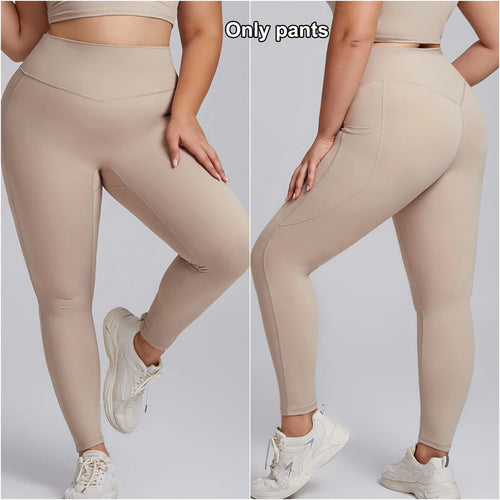 Women Gym Set Plus Size Workout Oufit Curvy Lady Sports Bra Yoga