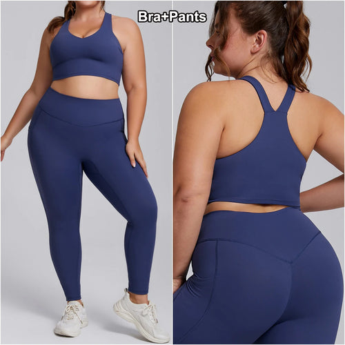 Women Gym Set Plus Size Workout Oufit Curvy Lady Sports Bra Yoga