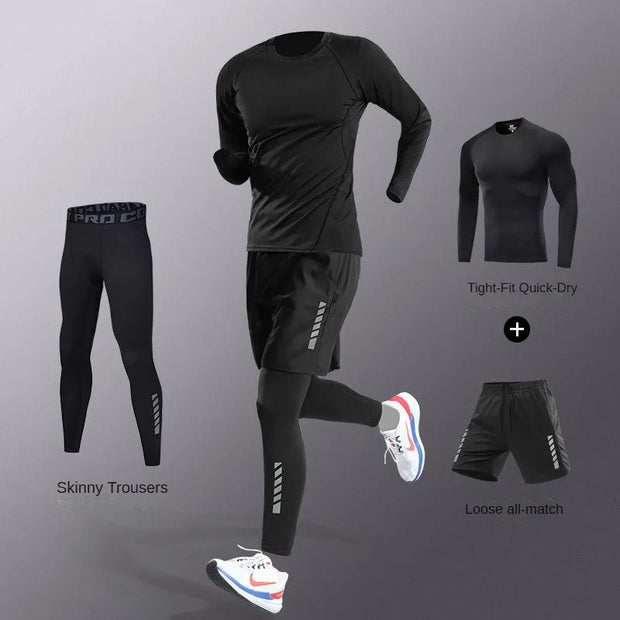 Men's Ice Fiber Quick-Dry Running & Fitness Full Set/Suit Tracksuit