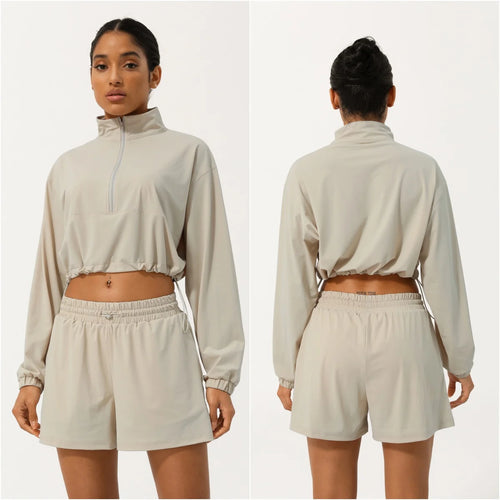 Women Casual Clothes Quick Dry Gym Outfit Anti UV Workout Suit Half
