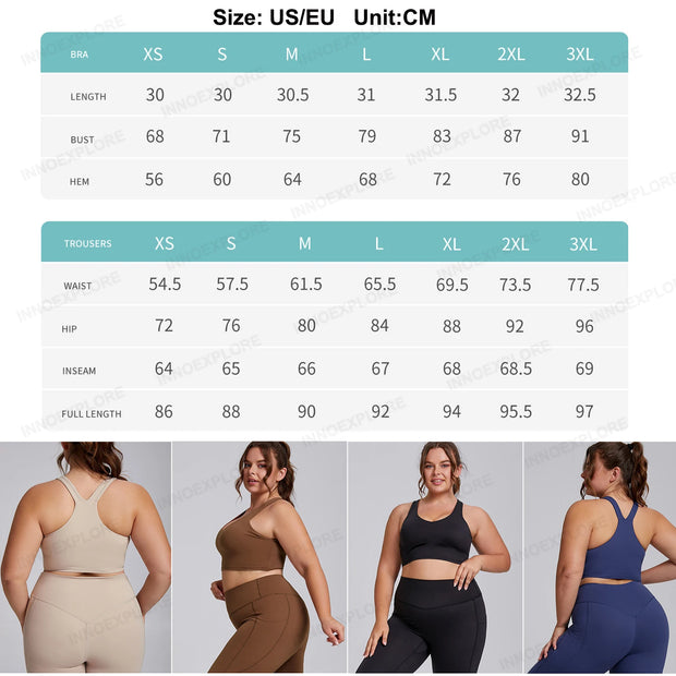 Women Gym Set Plus Size Workout Oufit Curvy Lady Sports Bra Yoga