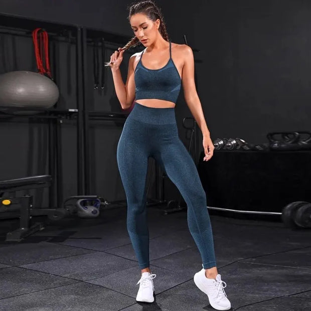 2 Pieces Women's Seamless Yoga Set Workout Sportswear Gym