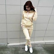Solid Women Tracksuit Casual Hoodies Sweatshirt Pant Set Lounge Wear