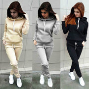 Solid Women Tracksuit Casual Hoodies Sweatshirt Pant Set Lounge Wear